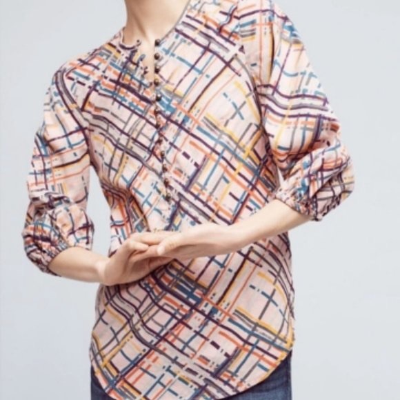 Anthropologie Maeve Bethseda Colorful Blouse Size Small - Picture 2 of 12